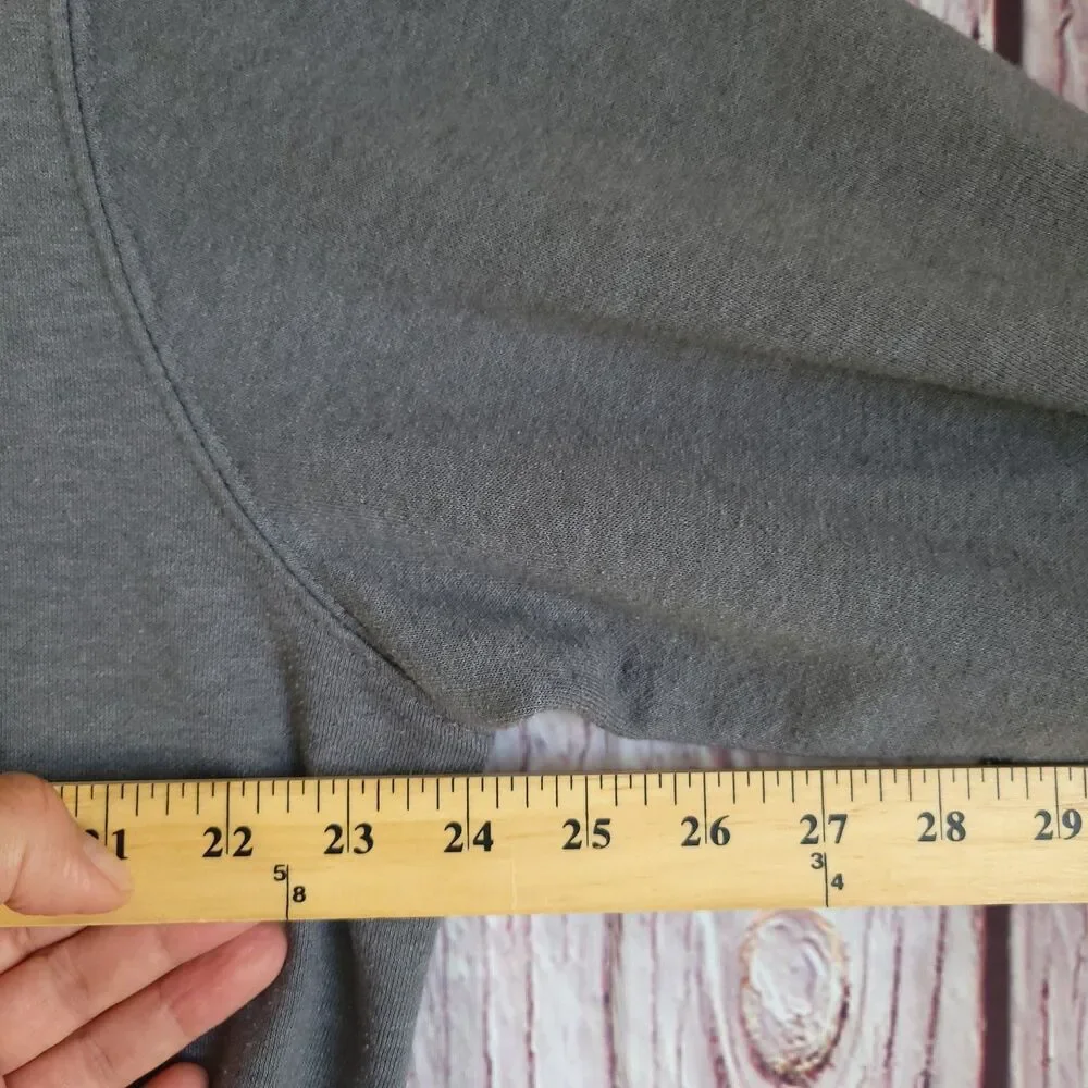 The North Face Mens L Gray Fleece Pullover Hoodie Graphic Logo Kangaroo Pocket